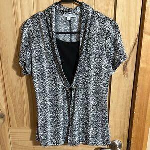 NOTATIONS Women's Black and White Top with liner tank top